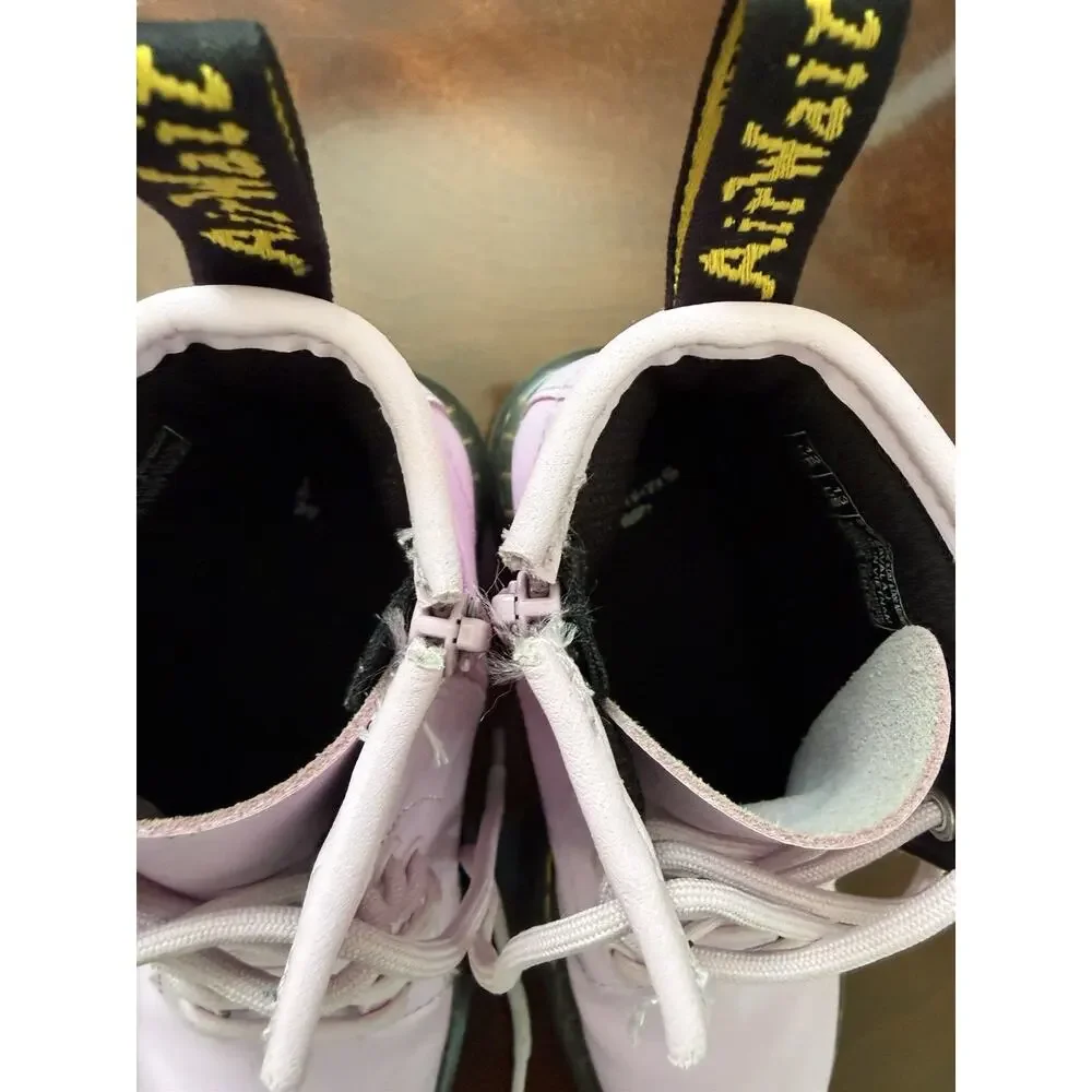 Dr Martens Girl’s Boots Pink Leather Zip Zavala J Lace Up Combat Girls Sz 13